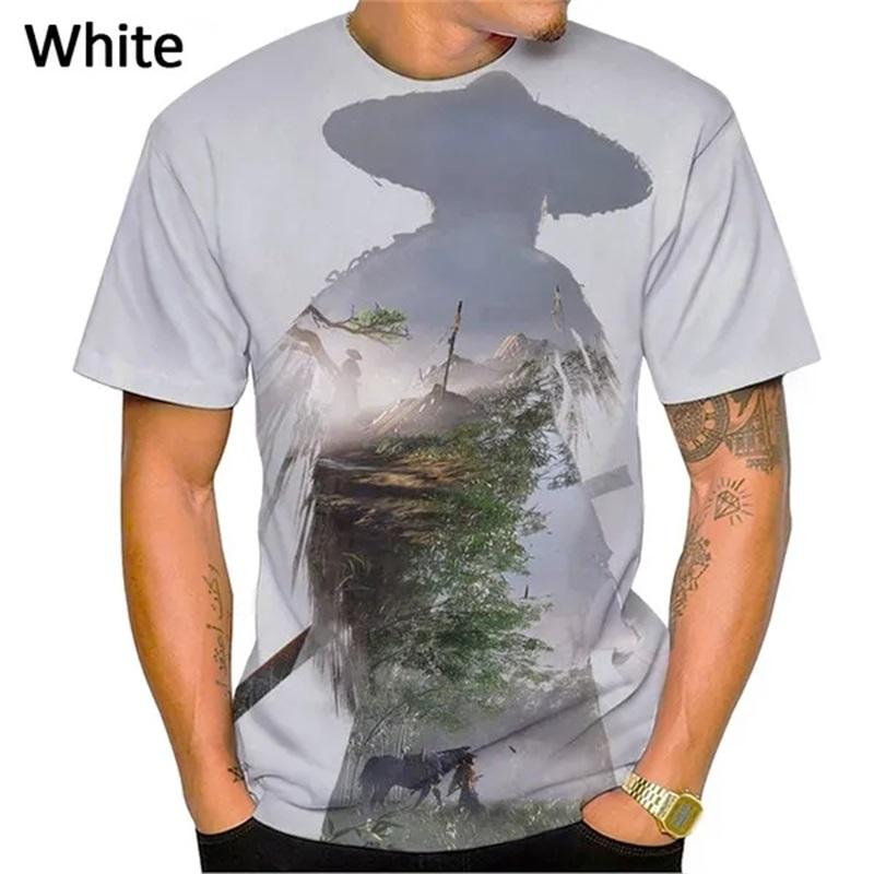 T-shirt Grafiche Calde Gioco Ghost Of Tsushima Stampa 3D Casual Manica Corta Magliette Stampa Integrale T-shirt Oversize Streetwear