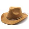 Wool Felt Cowboy Hat With Brim Sun Protection For Men Women Casual Wear