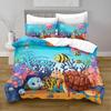 Sea Underwater World Comforter Fish Bedding Set for Girls Boys Adult Single Twin Queen Size Duvet Cover Pillowcase