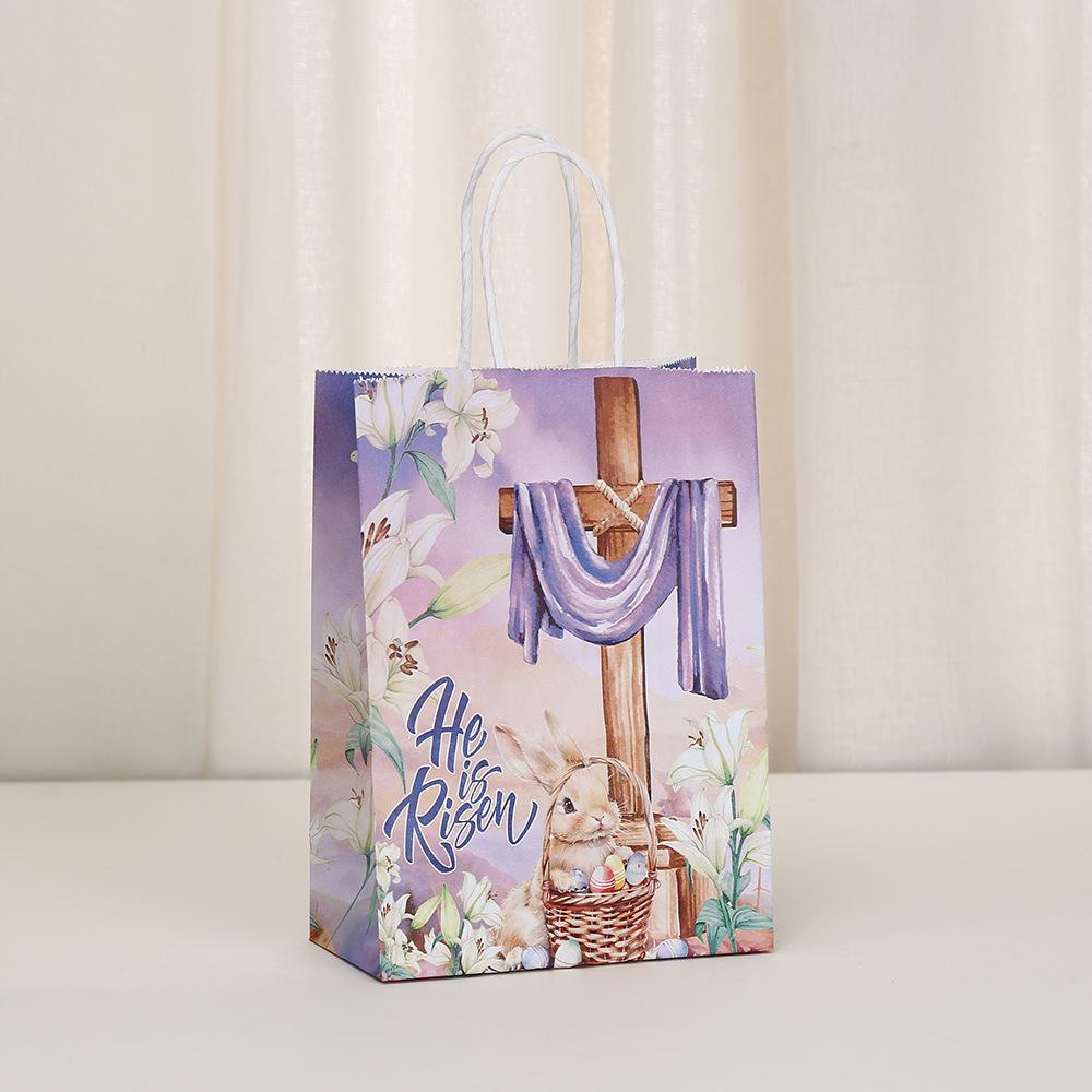 12/30pcs Easter Gift Bags Celebrate with Elegance and Faith Cute Rabbit Design Packaging Candy Eggs Container Reusable