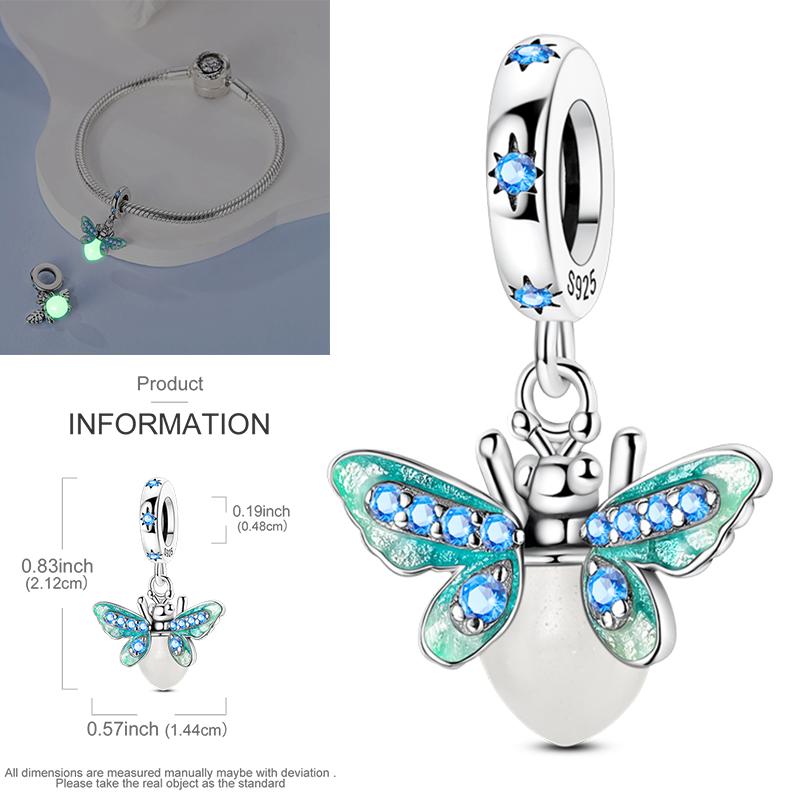 Elk Dinosaur Luminous Firefly Dangle Charm Flower Beads Sale Copper Fit Bangle Bracelet Diy Jewelry Charms