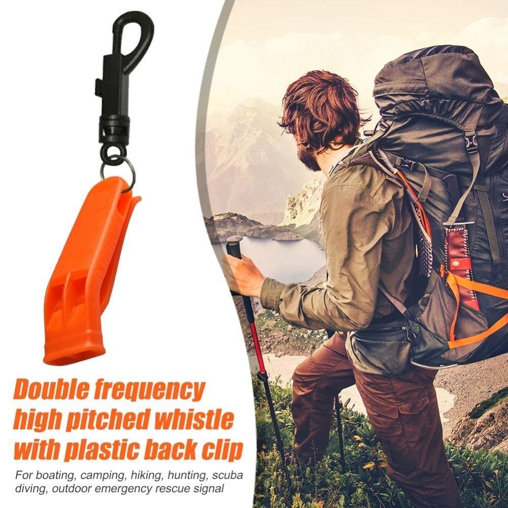 PP Plastic Outdoor Survival Whistle Loud Dual Band Survival Rescue Whistle Double Pipe Orange Outdoor Emergency Whistle Camping