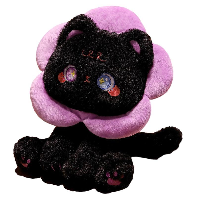

Игрушечный котенок, плюшевая кукла, черно-белый кот, подсолнух, подарок для девочек, домашний декор, мягкий, 30 см чёрный