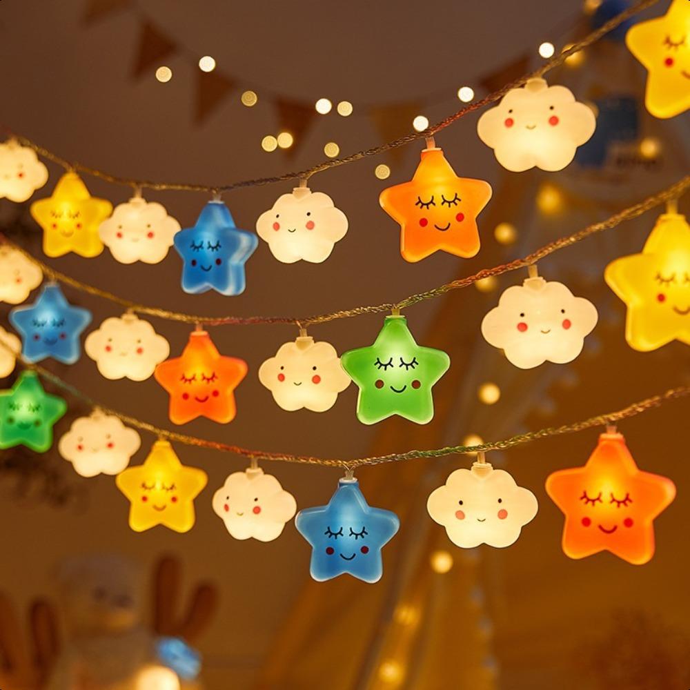 LED Colorful Stars Small Rainbow Cloud Decorative Lights Tent Hanging Lights Atmosphere Lights Decorative Lights Hanging Ornaments