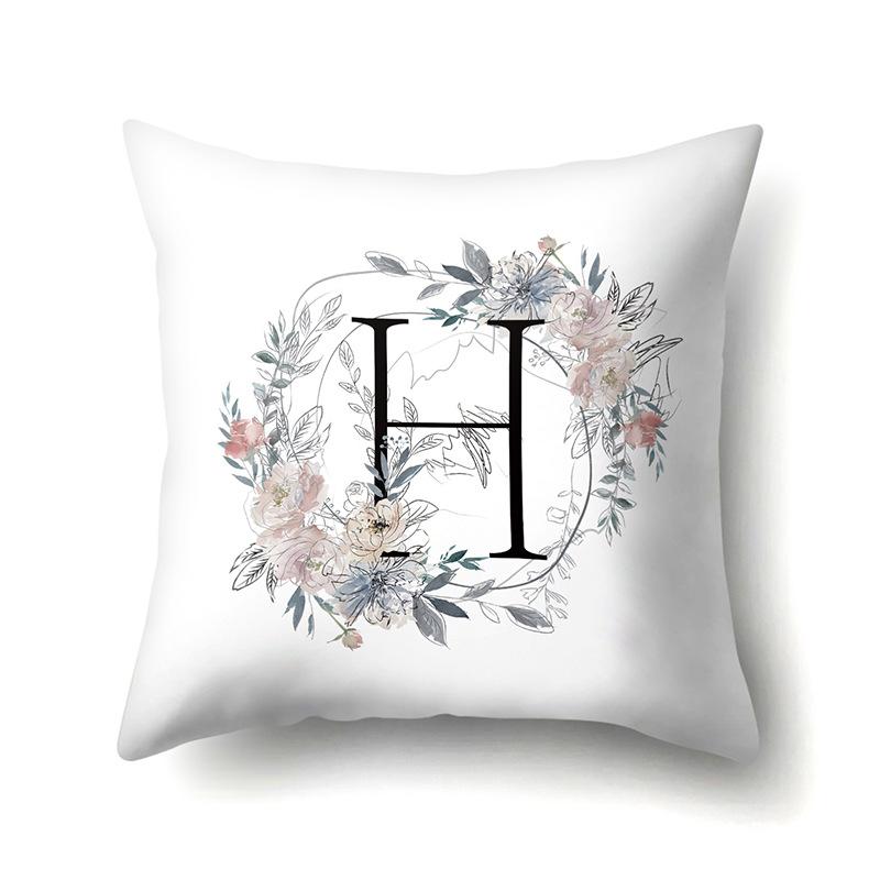 Polyester Pillowcase Simple and Fresh Xiaohua Home Furnishing 26 English Letter Printed Waist Cushion Pillowcase