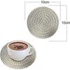 2026 10cm Golden Marble Leather Coasters for The Hot Cafe and Cold Water Set of 6