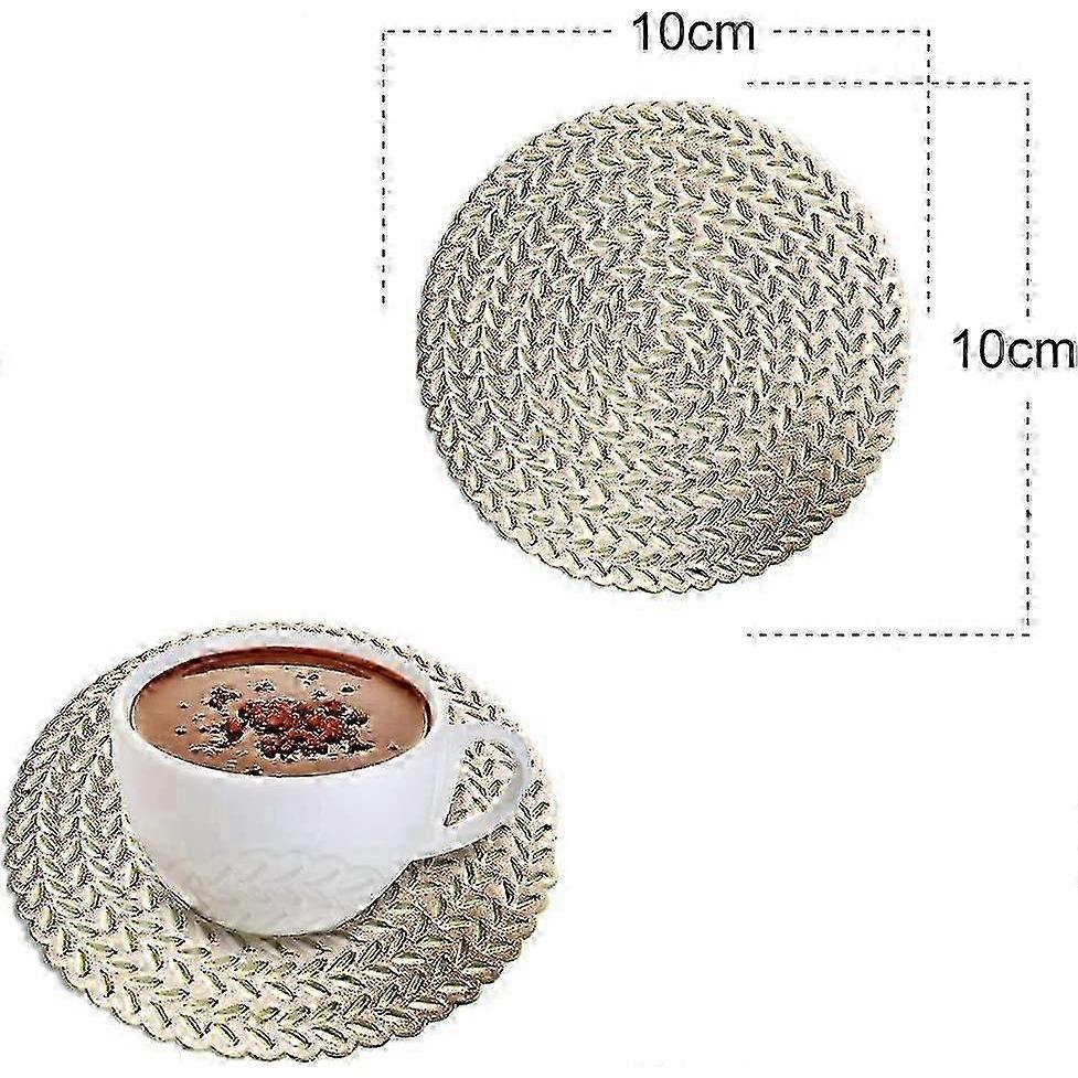 2026 10cm Golden Marble Leather Coasters for The Hot Cafe and Cold Water Set of 6