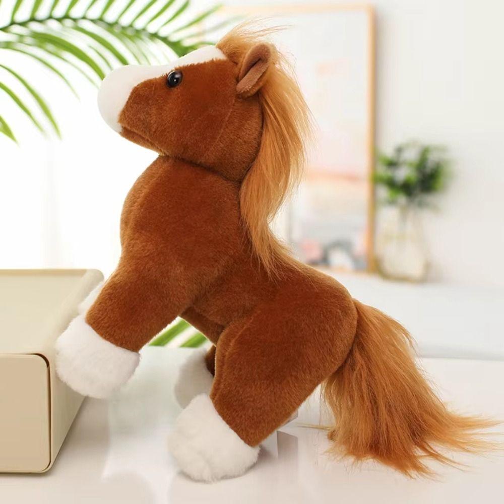 Fluffy Fine Horse Plush Toy PP Cotton Long Hair Horse Stuffed Doll New Year