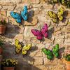 Décoration Murale Papillon en Métal Art Mural Papillons Colorés Sculpture Papillon en Fer 3D Décoration Suspendue pour Extérieur Intérieur Clôture Patio Cour Arbre