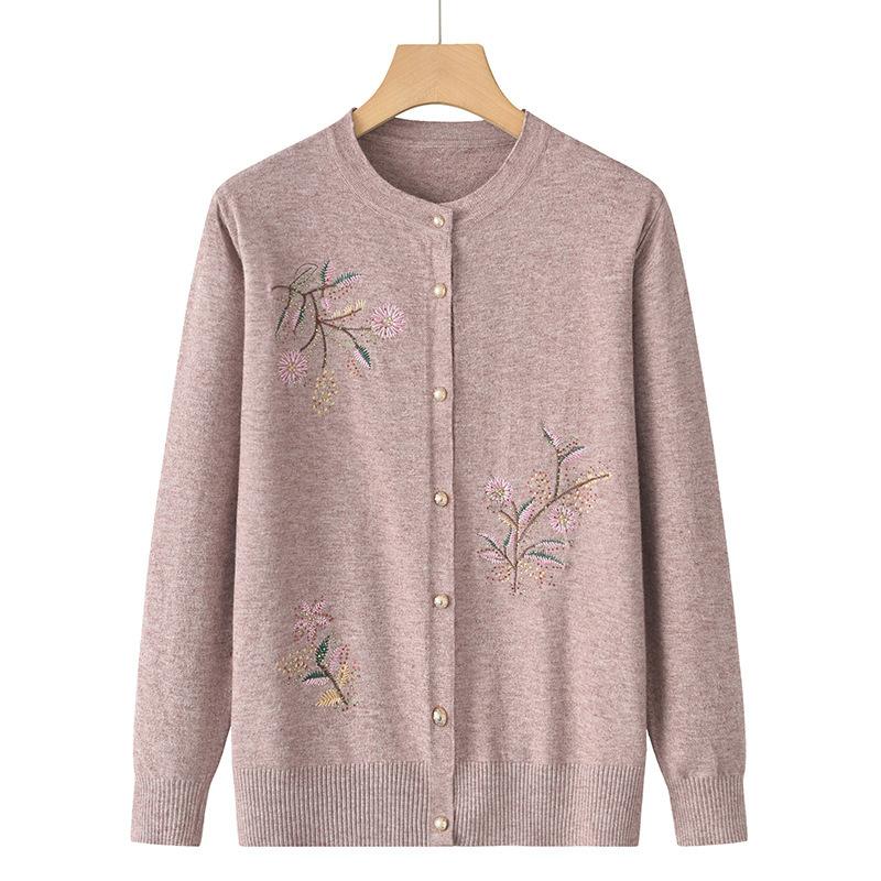 Spring and Autumn Knitted Thin Jacket Female Mother Spring Sweater Cardigan Grandma Clothes