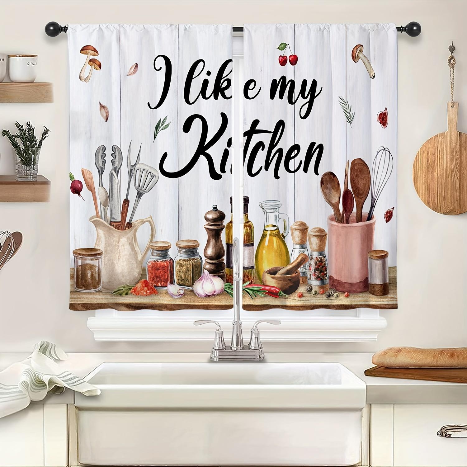 

2 шт. Кофейное время кухонные шторы ярусы деревенский коричневый винтажный фермерский дом кофейные бобы геометрический арт печатный спальня гостиная Small(W50H50cm)-2&Grommet Top