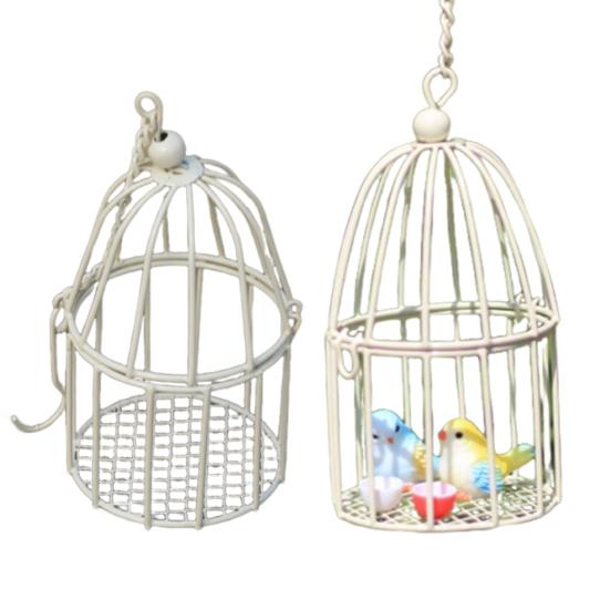 Micro Landscape Birdcage Ornaments, Vintage Iron Bird Cage, Decorative Hanging Bird Cage Decor, Hanging Frame Bird Cage Decor, Small Birdcages for
