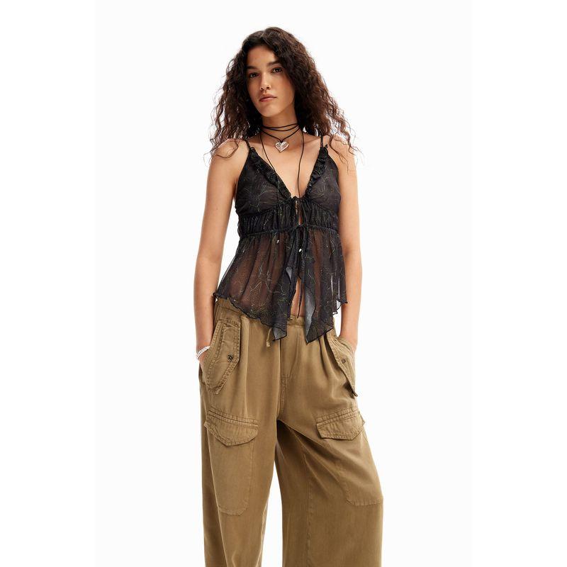 Foreign Trade Original Order Des * Igual Tencel™Lyocell Loose Casual Soft Wide Leg Overalls DS3 1255