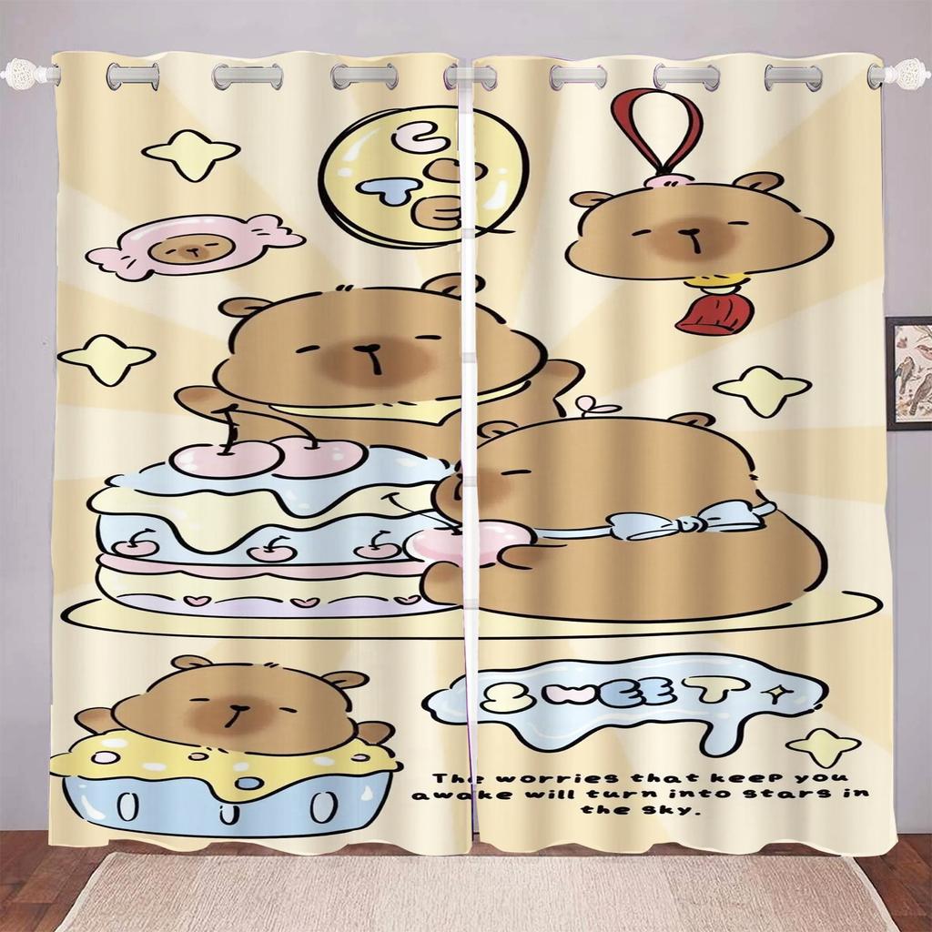 Cartoon Capybabr Curtain For Boy 3D Print Bedroom Living Room Window Blackout Partition Style Home Decoration