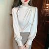 2025 Spring Fashion Women Blouses Shirts Long Sleeve O-Neck Office Lady Chiffon Blouse Shirt Women Tops J756