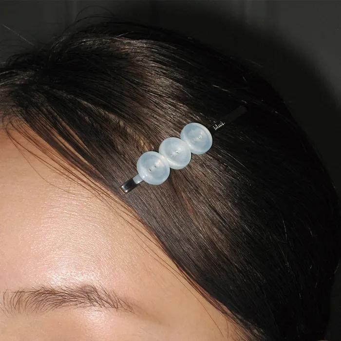 [2 Set] Button Bobby Pin (Blue)