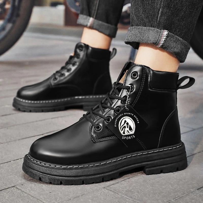 Male Boots Men Work Shoes High Heel Ankle Boots Men's Shoe Brown Boot Casual Sneakers Booties Man Dress Booty Man Mens Cowboy