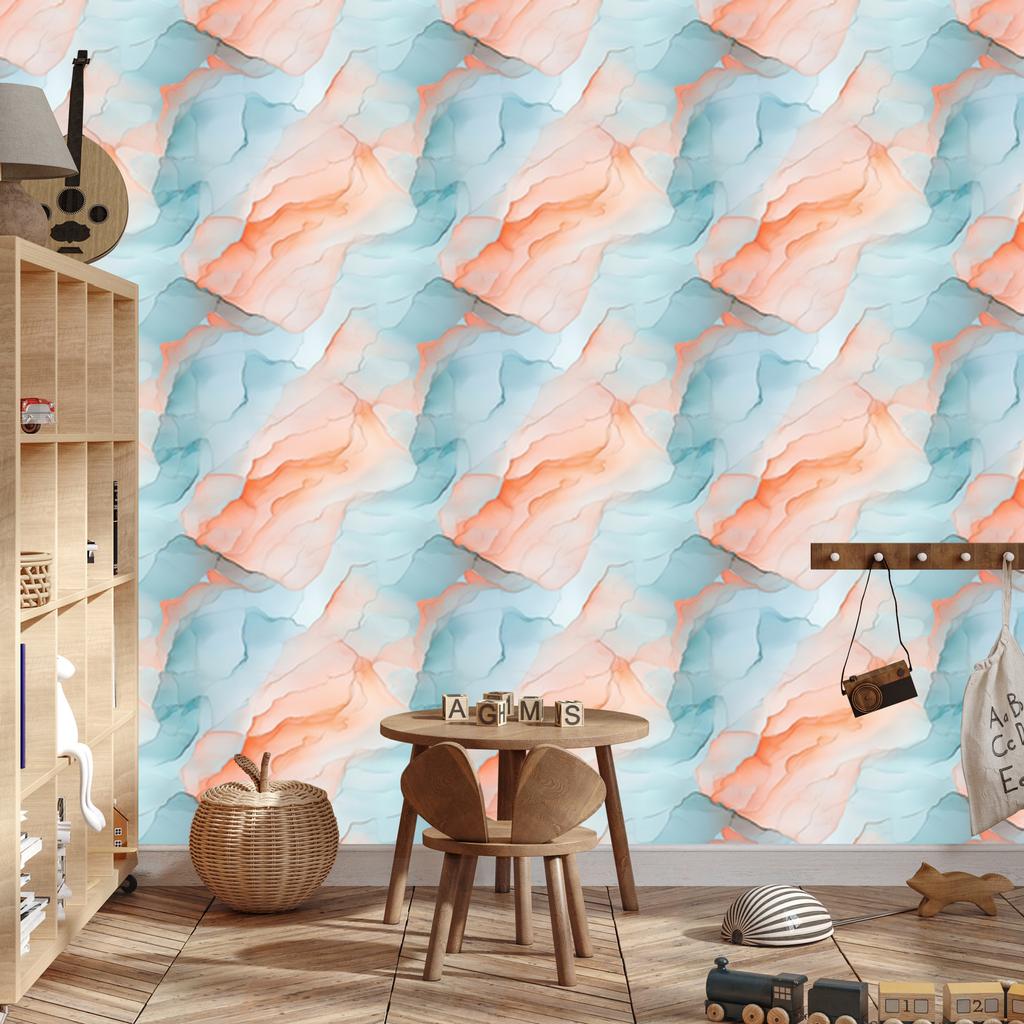 Ink wallpaper light gray, cream and celadon 50x1000
