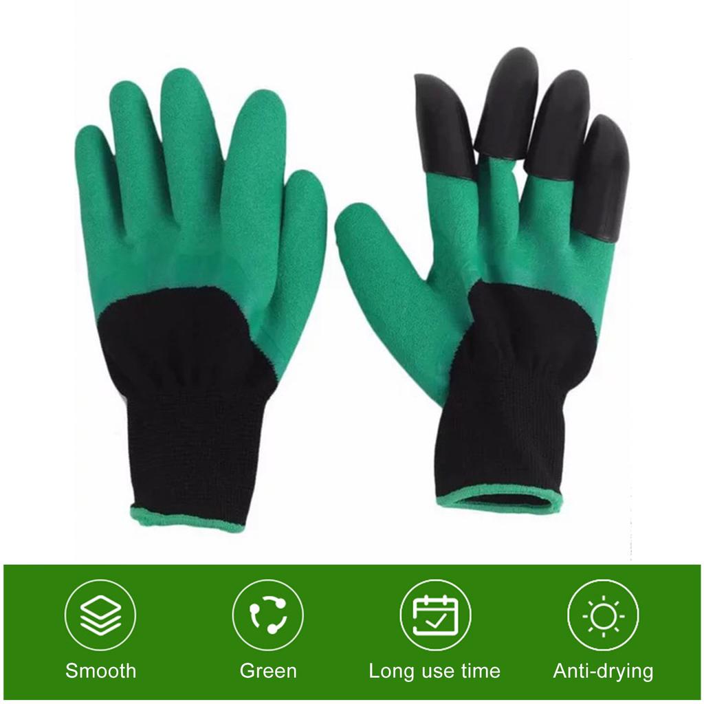 Pair Garden Gloves with Fingertips Claws Protective Working Gloves for Planting Digging Weeding