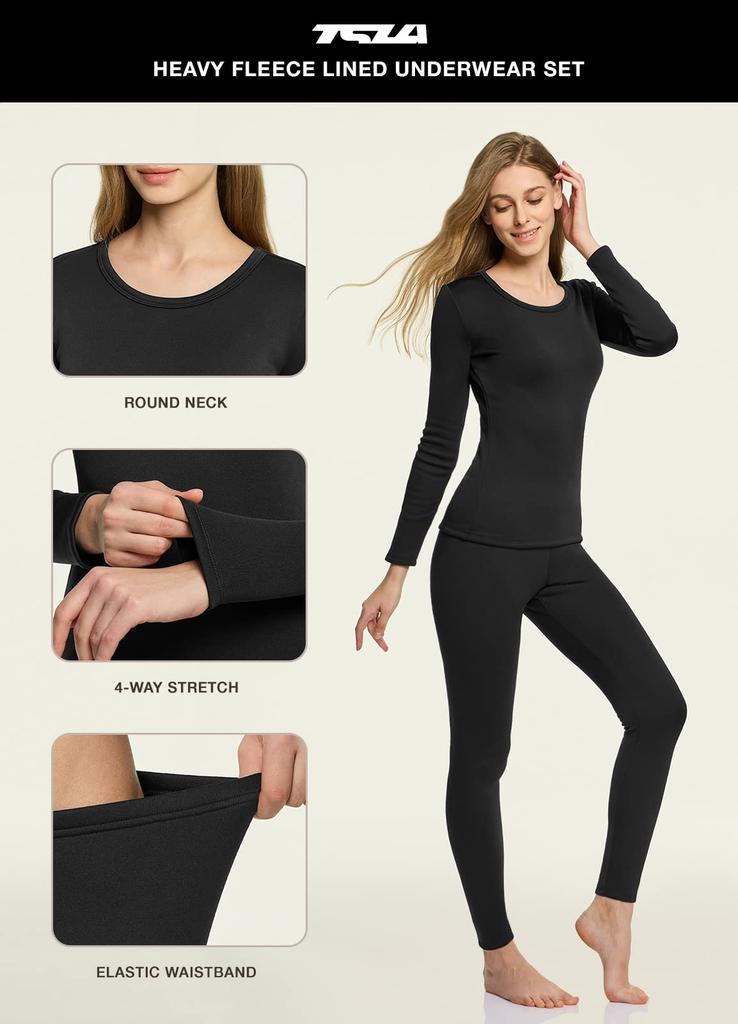 Tesla Ultra Warm Thick Heattech Top and Bottoms and Perfect for and Thermal and Extra Warm Windproof and Model Women's Underwear, [Moisture-Wicking,
