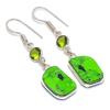 Pendiente de plata de ley 925 con piedra preciosa de peridoto y turquesa verde natural, 1,81" f2C29