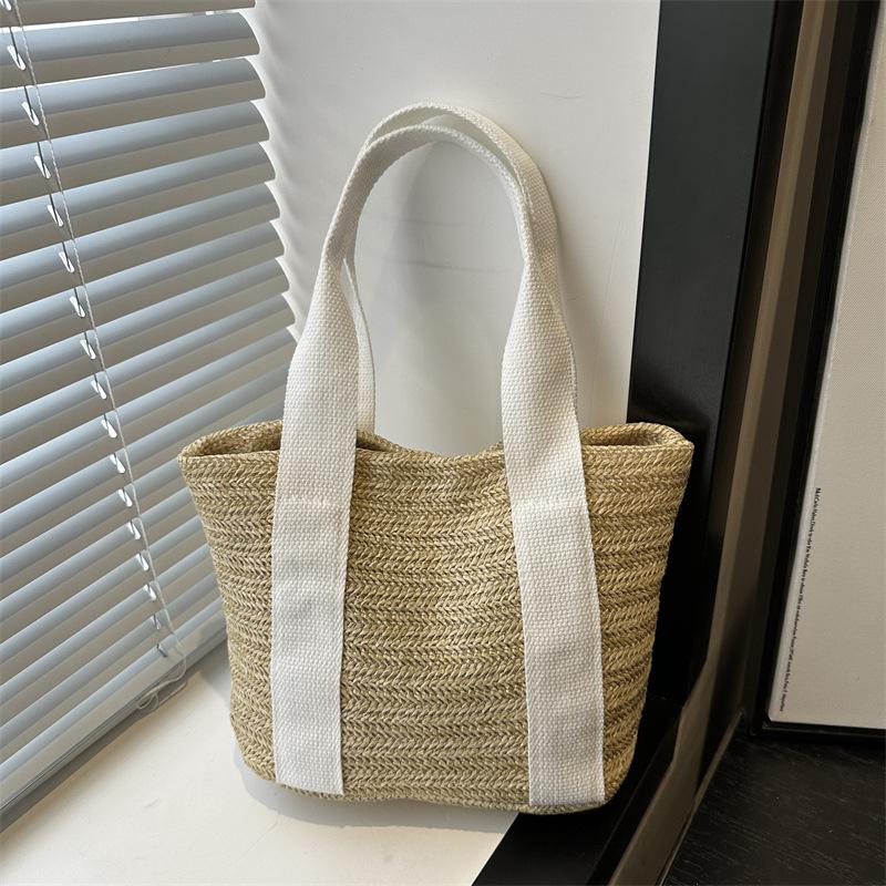 Fashion Trendy Casual Simple Summer New Woven Bag for Women Niche Large Capacity Retro Casual Shoulder Bag