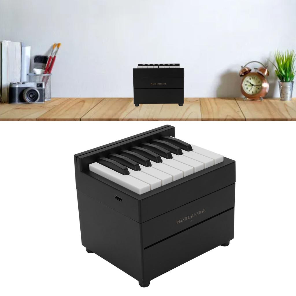 Piano Desk Calendar 2025   Time Date Display Playable Piano Calendar Gift with 27 Cards