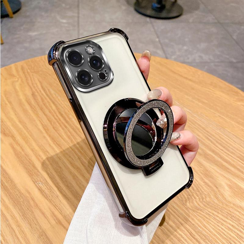 Electroplated Flash Shell Phone Case For OPPO A6 A6S A6T A6K A6C A6X A5 A5X A5i A3 A3X A2 A1 Pro Max 4G 5G Gradient Clear Cover with Ring Stand