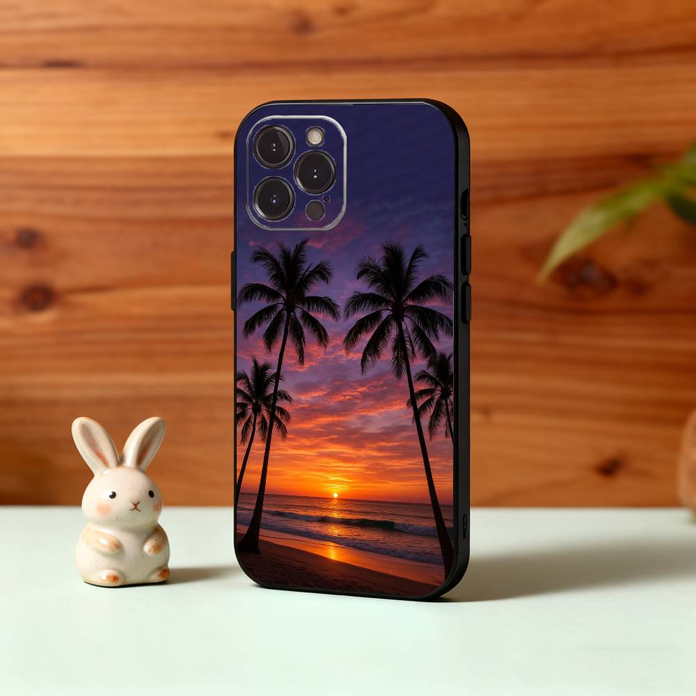 P-Picturesque S-Sunset Phone Case For iPhone17,16,15,14,13,12Plus,Pro Max,XS,5G Soft Silicone Black Cover