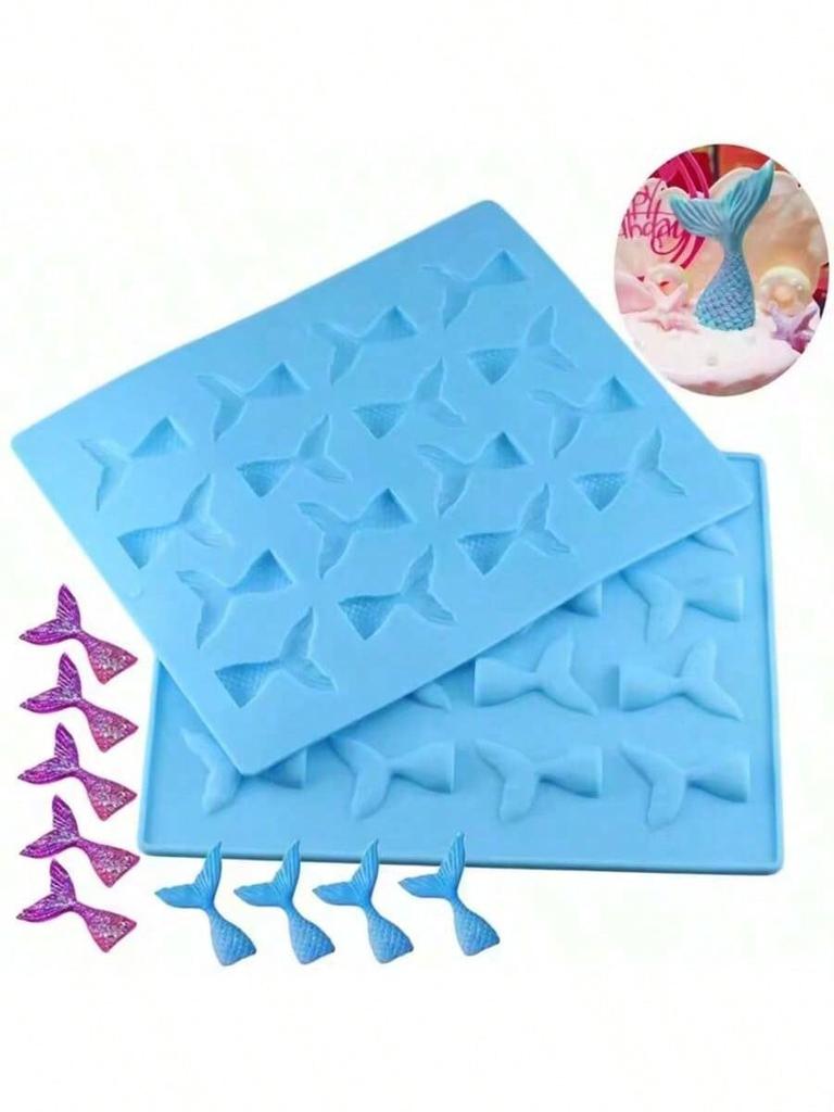 16 Cavities Mermaid Tails Silicone Mold Chocolate Fondant Candy Jelly Molds Baby Birthday Cupcake Topper Cake Decorating Tools