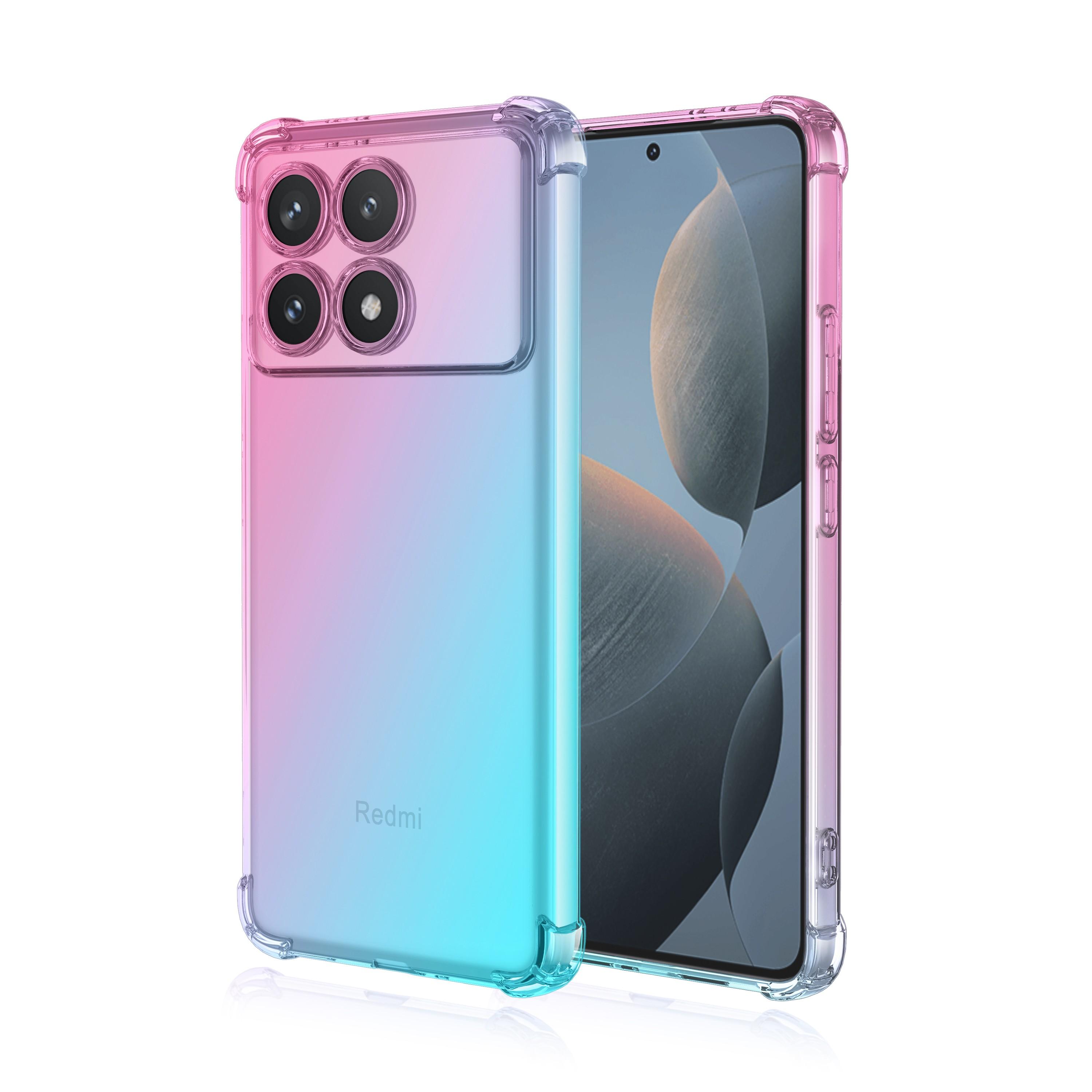 

Прозрачный милый градиентный чехол для телефона, тонкий, устойчивый к царапинам, гибкий чехол из ТПУ, противоударный защитный чехол для Xiaomi Redmi K30 Pro K40S K50 K70 Note 8 9S 7 Redmi K40 (M2012K11AC) розовый/зелёный