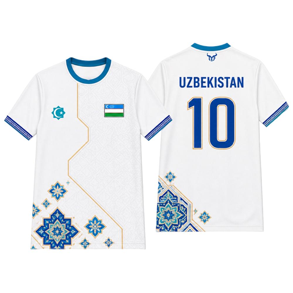 Uzbekistan National Flag 3D Printed Football Suit Men's Breathable Training Suit T-shirt Traditional Pattern O-neck Top