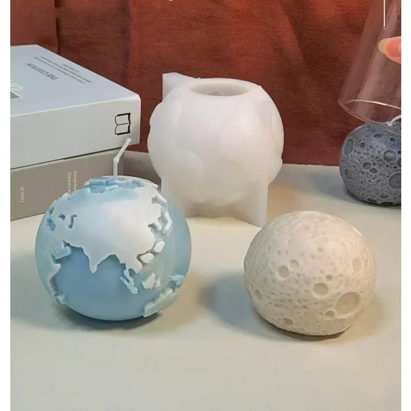 DIY Aromatherapy Candle Candle Silicone Mold Earth Moon Shape Plaster Earth Handmade Grinder Candle Molds