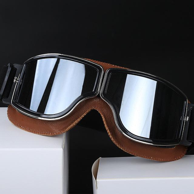 Motorcycle Glasses Windproof Motorcycle Helmet Glasses Sunglasses Retro Universal Folding Leather Retro Motorcycle Accessories