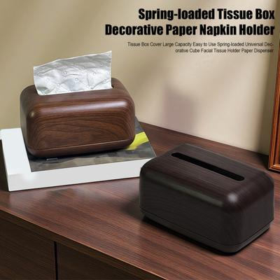 Tissue Box Cover Large Capacity Easy To Use Spring-loaded Universal Decorative Cube