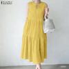 Women Casual Round Neck Loose Sleeveless Dress