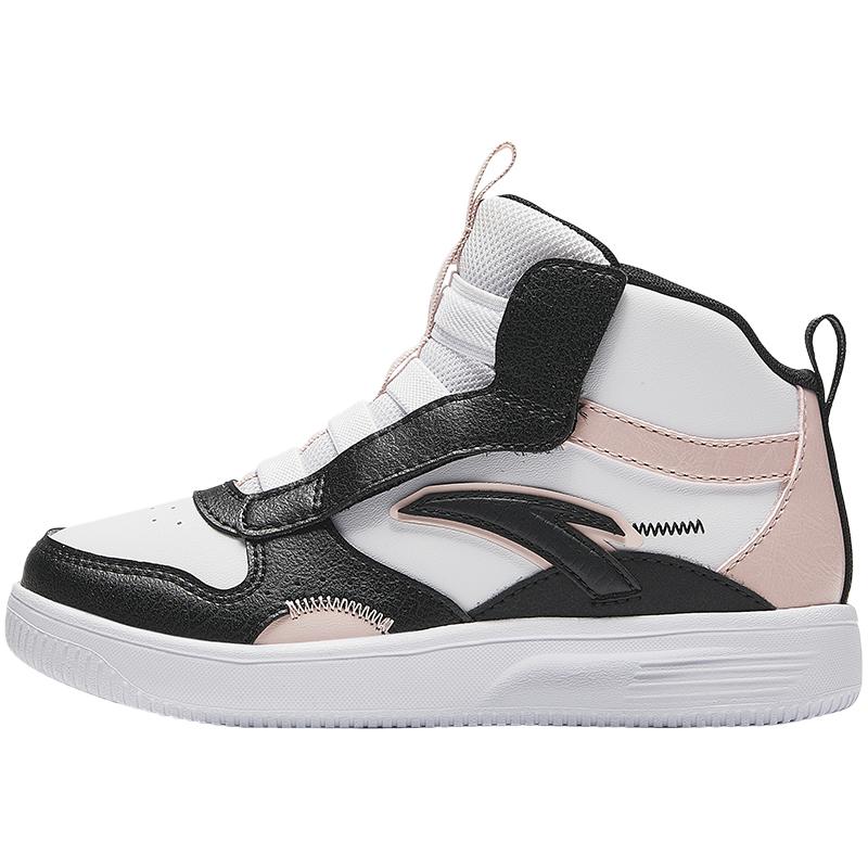 Anta Kids Comfortable Versatile Lightweight Shock Absorbing High Top Sneakers Kids Sneakers White Black Pink A22439908-3