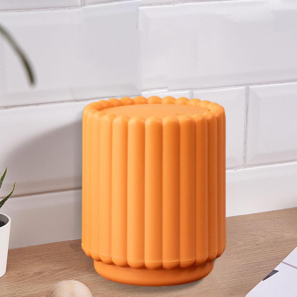 Press to Open Desktop Trash Can Sunflower Design for Desk Decoration Accessories PP Material 4.9x5.9inch Versatile Waste Bin