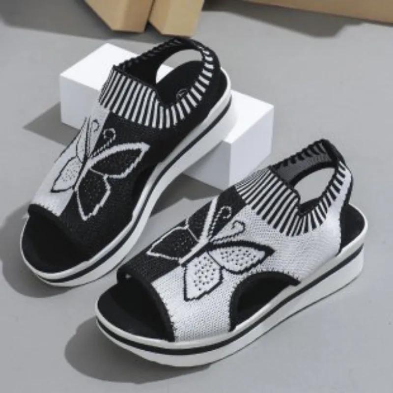 Fashion 2025 Summer New Fashion Women Roman Sandals Breathable Open Toe Beach Shoes for Women Causal Slip On Knitted Sandals Zapatos