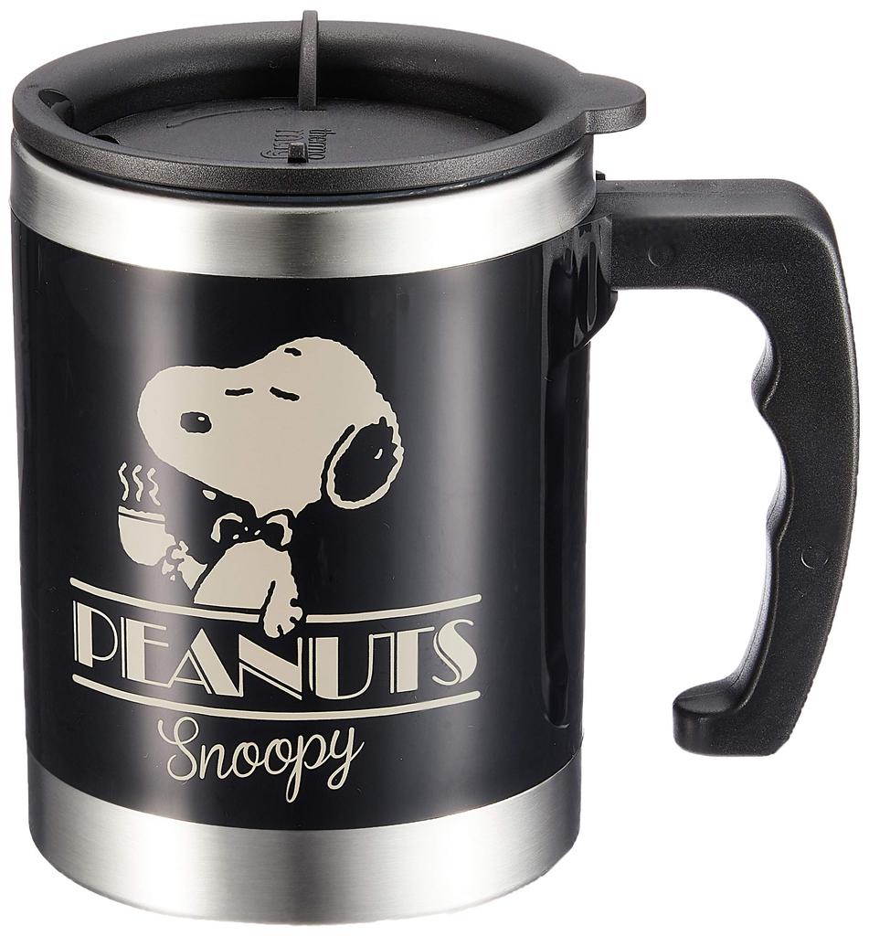 Snoopy Stainless Steel Mug THERMO 400ml Black "PEANUTS MUG"