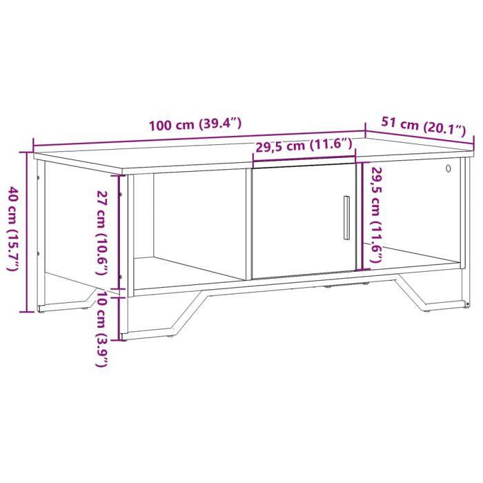 VidaXL Coffee Table Smoked Oak 100x51x40 Cm Engineered Wood, Side Table, Living Room Table, Side Table, End Table 848491