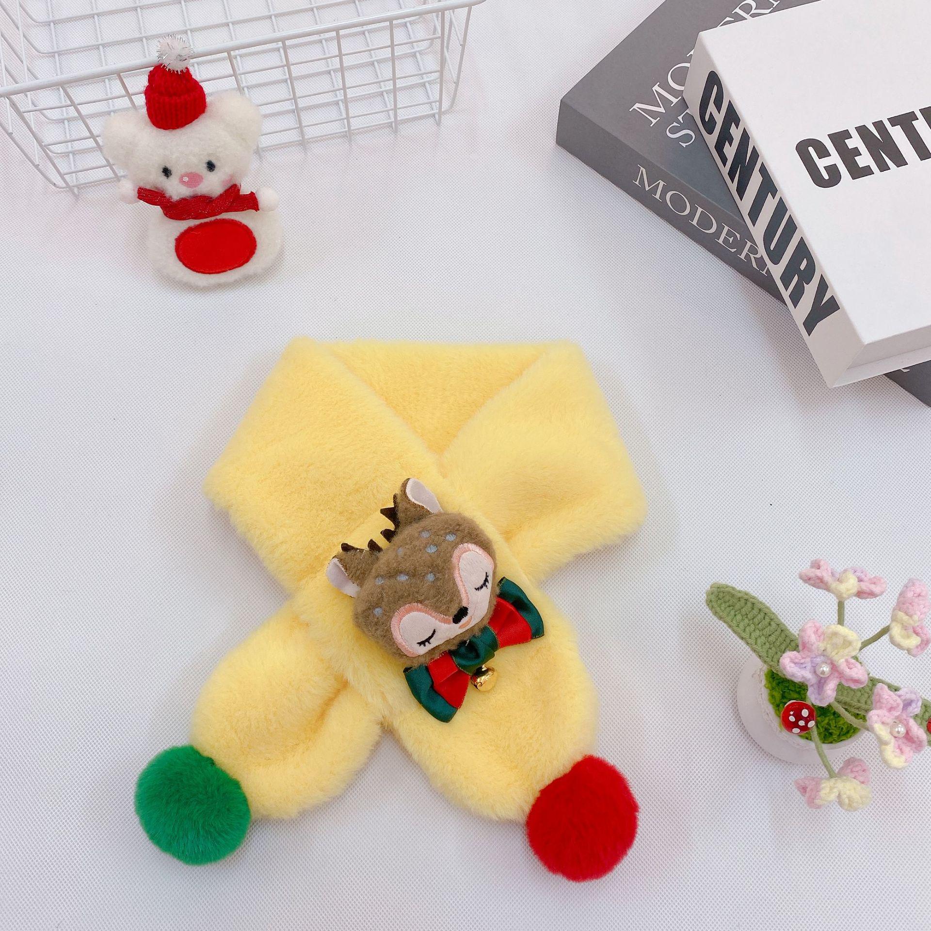 

Children s Christmas Plush Fox Bow Tie Scarf – Warm Two-Color Cartoon Neck Warmer for Autumn and Winter 75CM