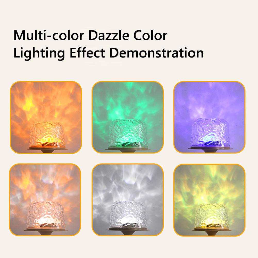 High Footed LED Atmosphere Desk Lamp Water Ripple Romantic Projection Night Light 3/16 Colors Changing Non-slip Bottom Lamp