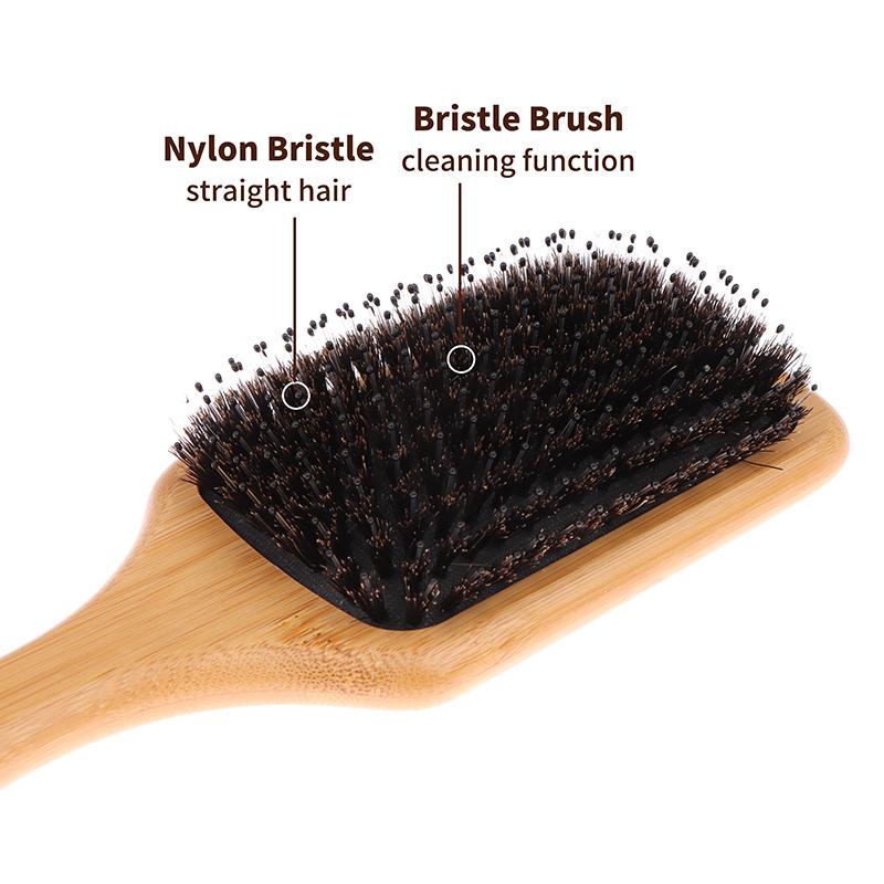 Brosse à cheveux en poils de sanglier pour femmes, brosse à cheveux en bois et bambou, brosse professionnelle pour cuir chevelu bouclé, peigne pour soins de beauté des cheveux, outils de salon