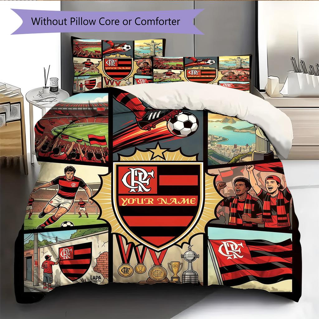 Custom Name Flamengo Pattern Bedding Quilt Set Home Decoration Gift (1 * Duvet Cover + 2 * Pillowcase Without Core)