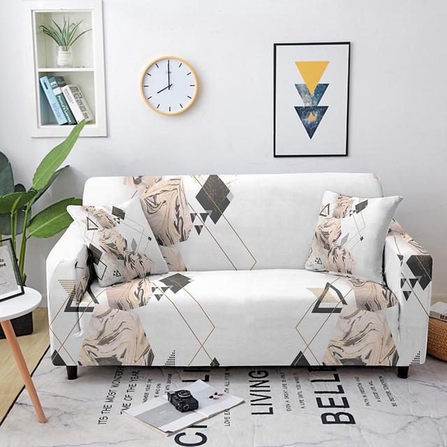 Geometry Design Sofa Cover Mandla Flower Pattern Section Corner Couch Cover Printed Spandex Elastic Sofa Slipcover