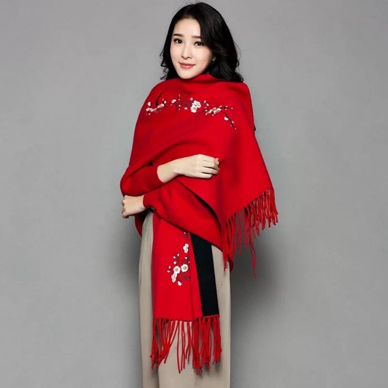 Korean Style Embroidered Shawl Cape: Versatile Knit Scarf for All Seasons