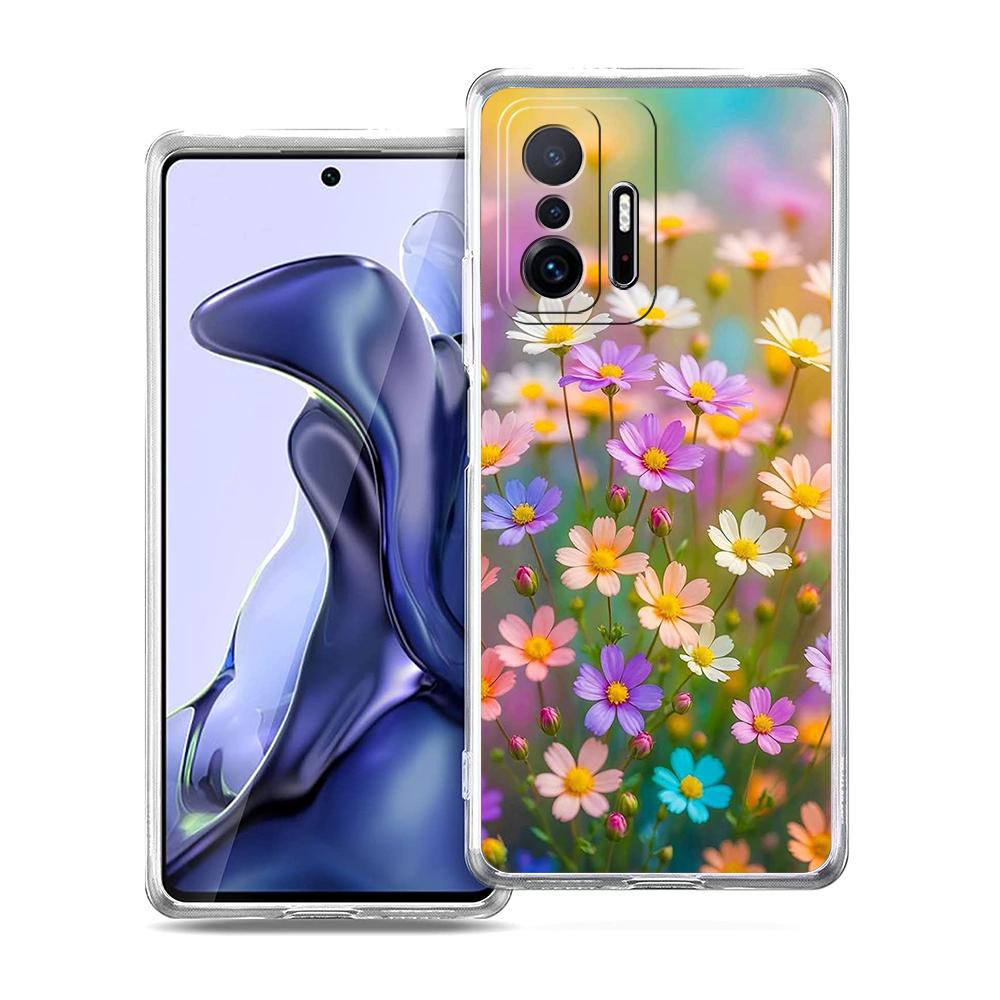 

Прозрачный чехол для телефона для Xiaomi Mi 14 13 12 11 Ultra 13T 12T 11T Poco X3 NFC F3 F6 Pro 5G Мягкий ТПУ Узор из маленьких цветов и звезд Poco X5 Pro