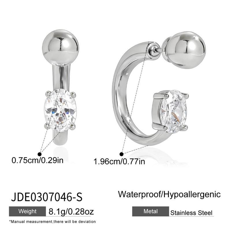 Titanium Steel Zirconia Earrings - Luxurious and High-end Ear Clips, Ear Studs Made of Stainless Steel, Women's Accessories
