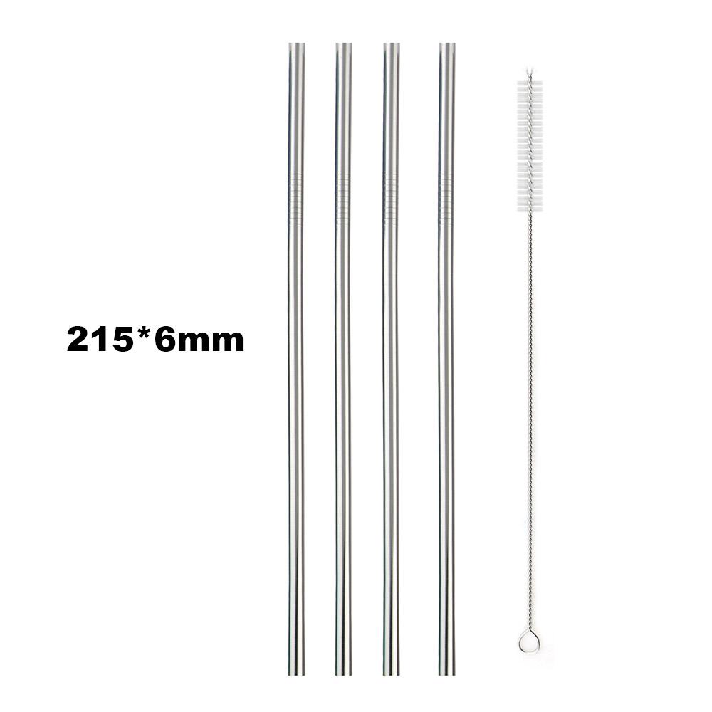 

5Pcs Colorful Metal Straws Set Pink Reusable Drinking Straws Rainbow Bent Straight 304 Stainless Steel Straw with Clean Brush